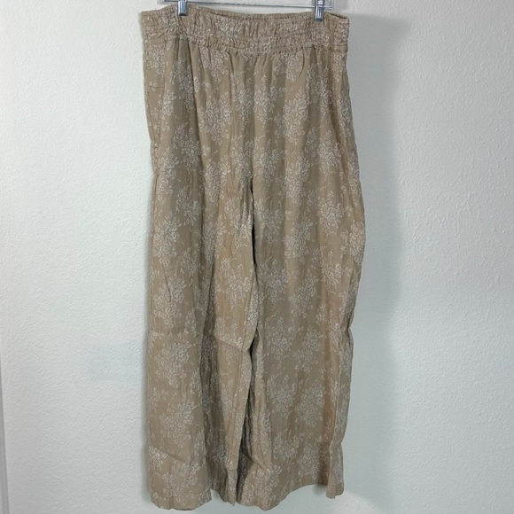 Anthropologie The Somerset Jacquard Pull-On Wide Leg Pants XL Tall NWT Neutral - Picture 6 of 13